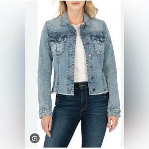 Kut from the Kloth Kara Frayed Light Blue Denim Jacket‎